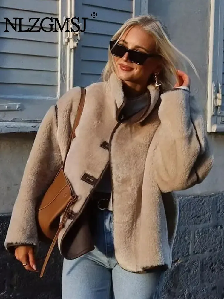 Зимняя флисовая куртка TRAF 2024 Женское пальто из искусственной шерсти женские