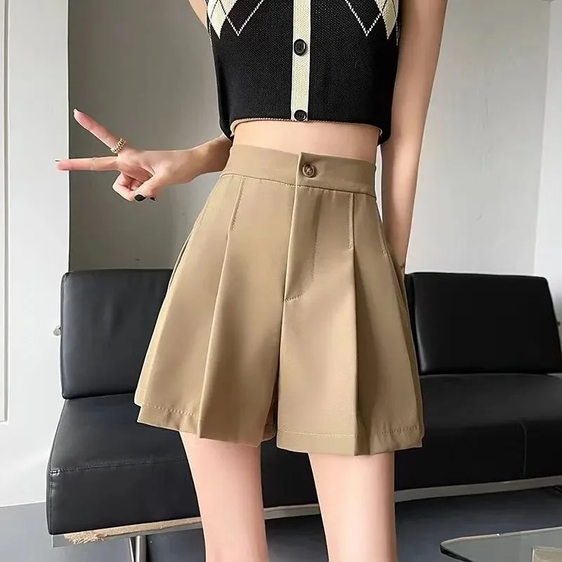 Cute Womens Shorts Black Kawaii Loose High Waist Boxer Wide Baggy Yellow Short Pants for Women To Wear Elasticty Cheap Vintage