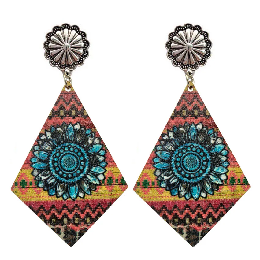 Женские серьги из воловьей кожи с леопардовым принтом