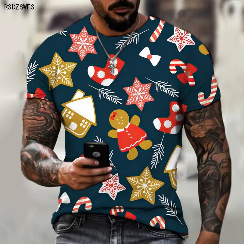 

Brand Men's Shirts Exclusive Design Christmas Atmosphere Christmas Socks 3D Printing Loose Oversize Personality 5XL