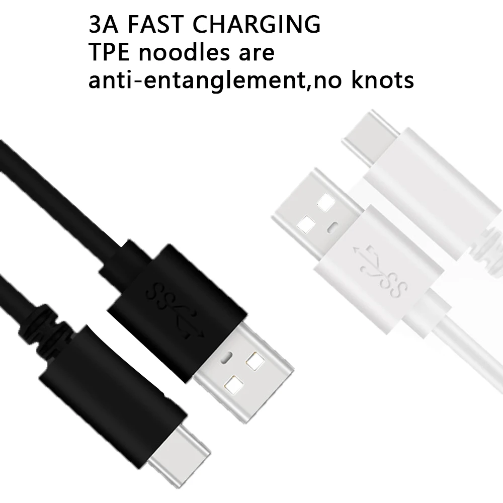 2 шт. USB-кабель для быстрой зарядки подходит Android Type-C |