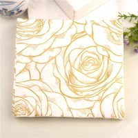 10pcs 3333cm golden flower theme paper napkins serviettes decoupage decorated for wedding party virgin wood tissues