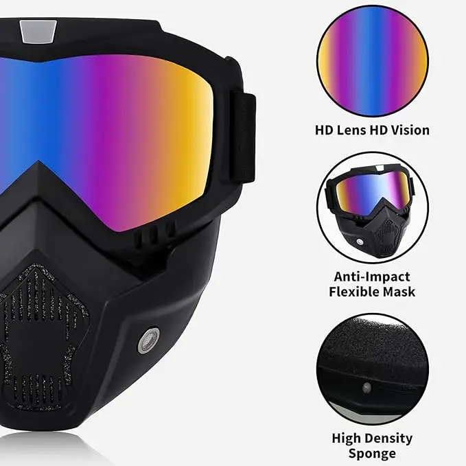 Мотоциклетные очки со съемной маской солнцезащитные в винтажном стиле с защитой