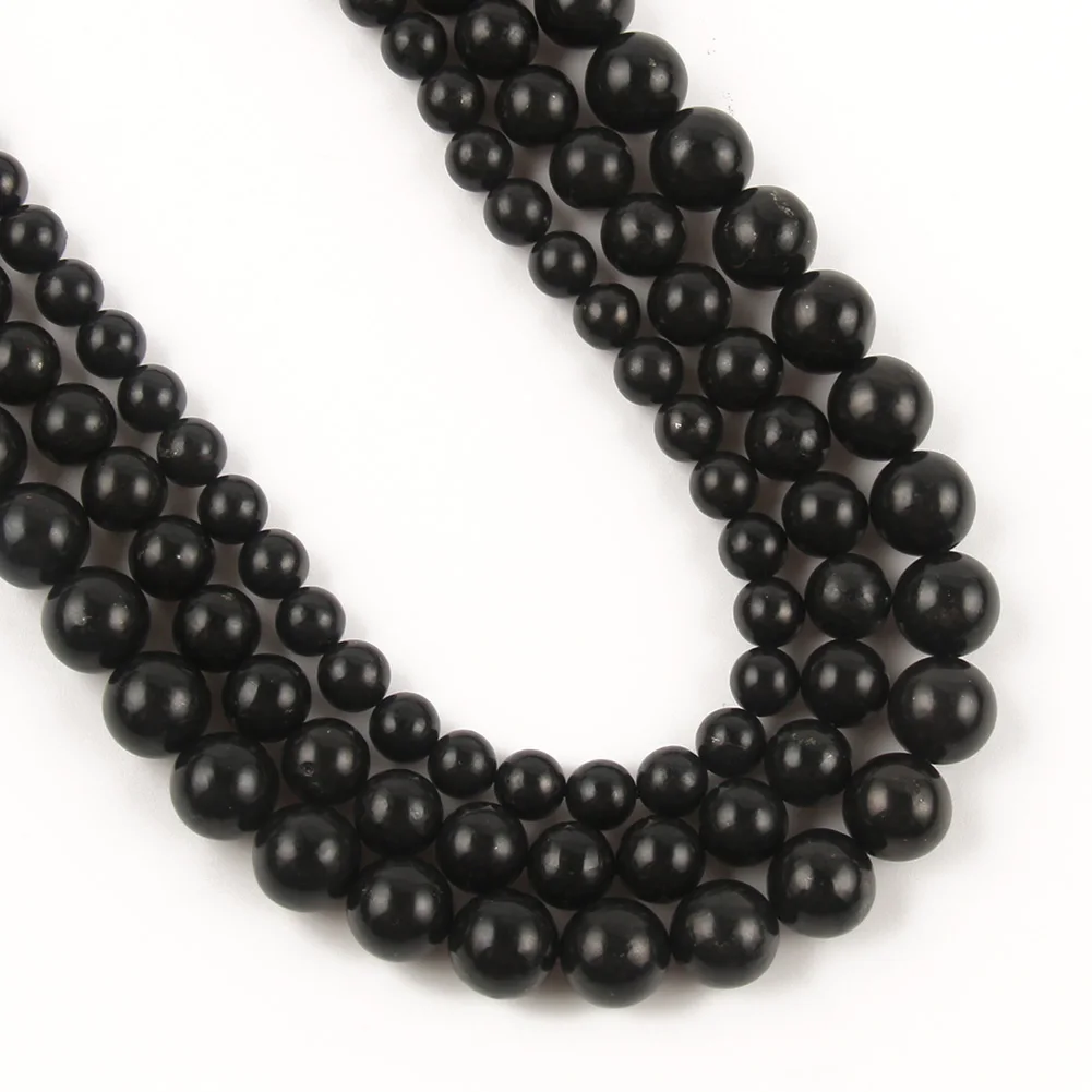 Бусины Shungite из натурального камня для изготовления ювелирных изделий круглые
