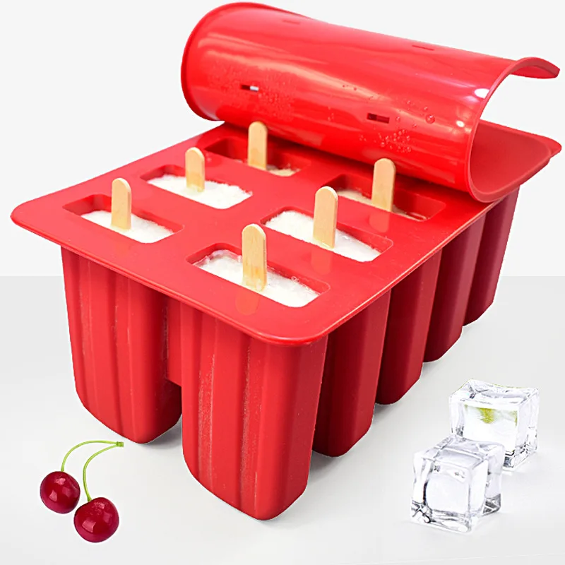 

Dessert Freezer 4/10 Cavity Silicone Popsicle Ice Cream Mold with Cover DIY Homemade Lolly Fruit Juice Ice Cube Tray Maker
