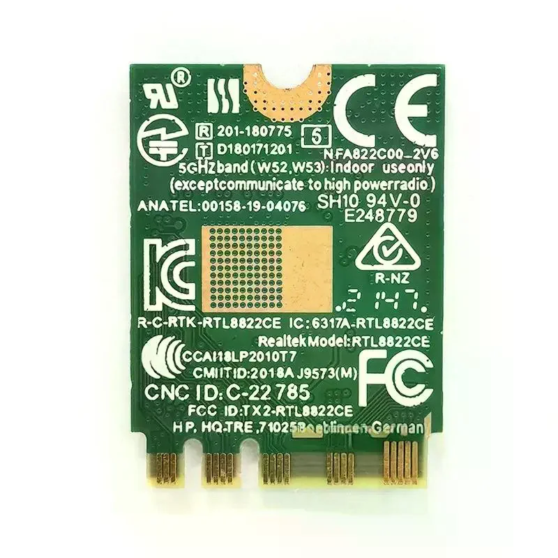 Фото 1 комплект Wi-Fi-карты 2,4 ГГц с поддержкой Bluetooth, IPX-разъемом, RTL8822CE, двухдиапазонной технологией 802.11ac, скоростью 1200 Мбит/с, M2 Wi-Fi карта №3