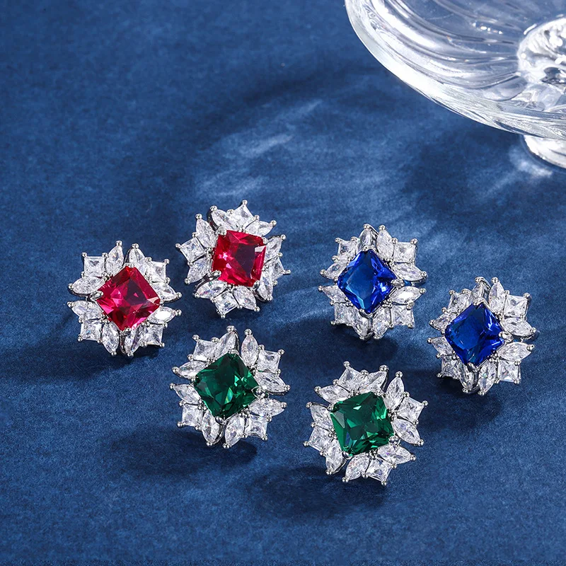 

Женские серьги из серебра 925 пробы, с квадратным сапфиром