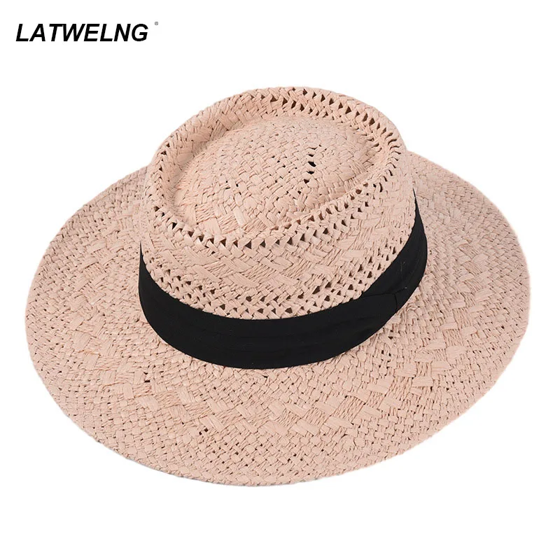 

Шляпа женская Соломенная, модная дизайнерская пляжная Панама ручной работы, из бумаги, для отдыха вечерние, летняя