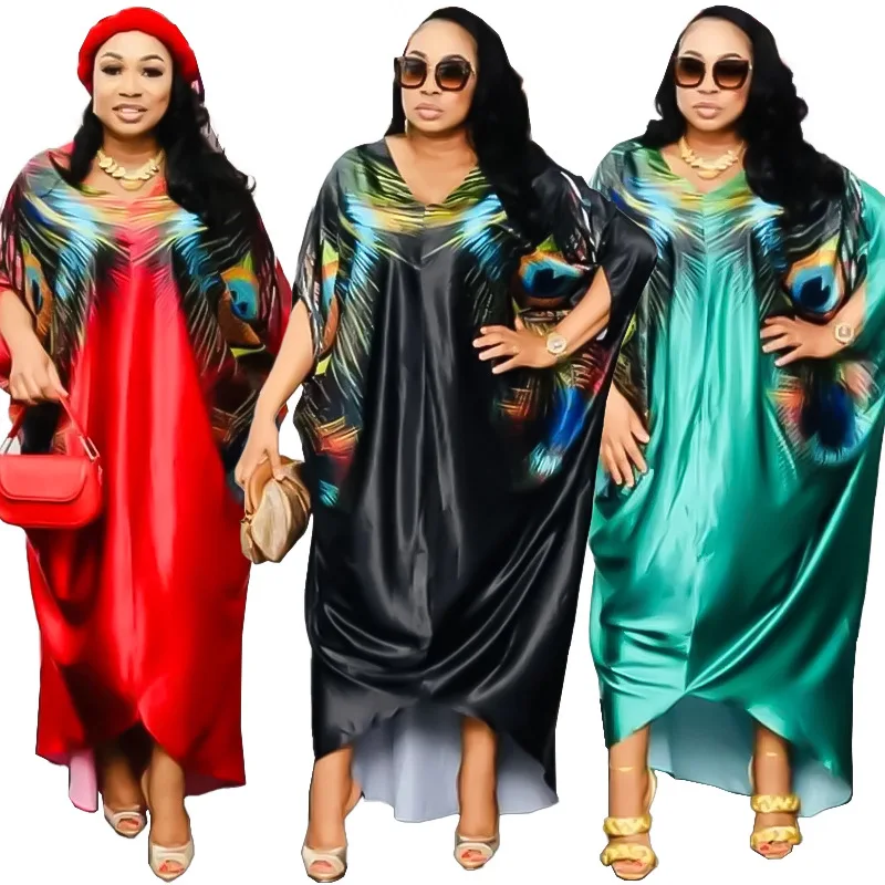 

Новая модная африканская одежда для отдыха, халат, марокканская Дашики, абайя, Дубай, стильные свободные длинные платья с принтом KWA, свободн...