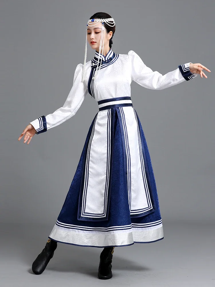 Женское длинное платье в монгольском стиле танцевальное для выступлений