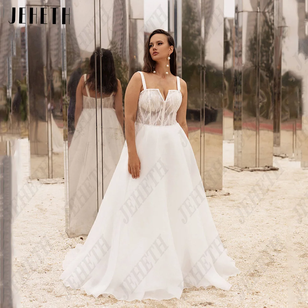 

JEHETH Изысканная итальянская лапша с невестой свадебное платье без рукавоЖенское свадебное платье без рукавов JEHETH, изысканное платье-трапеция из фатина на тонких бретельках, с V-образным вырезом, платье для невесты
