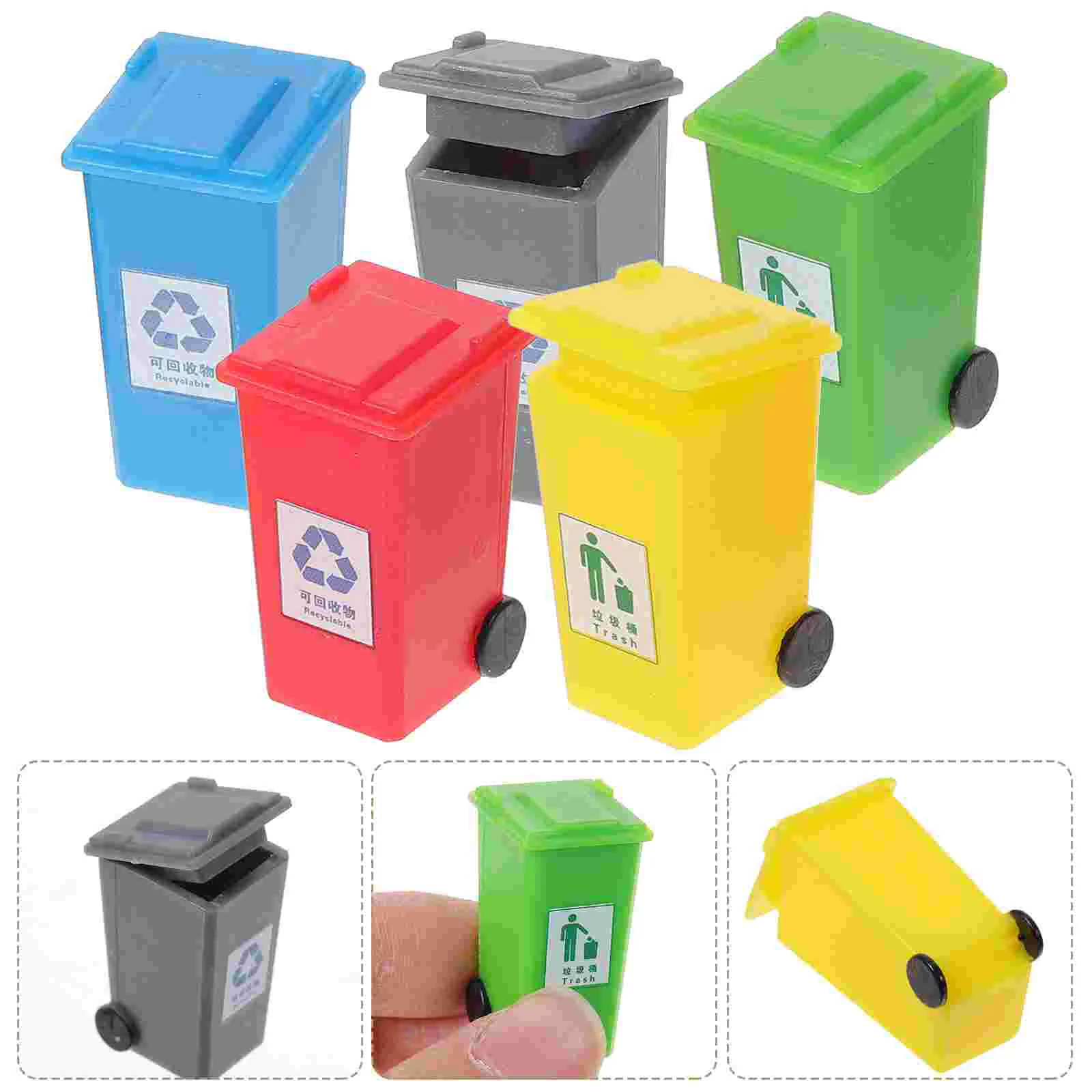 10 Pcs Tiny House Accessories Mini Wastebasket Garbage Sorting Toy Garbage Recycling Truck Toy Garbage Sorting Game