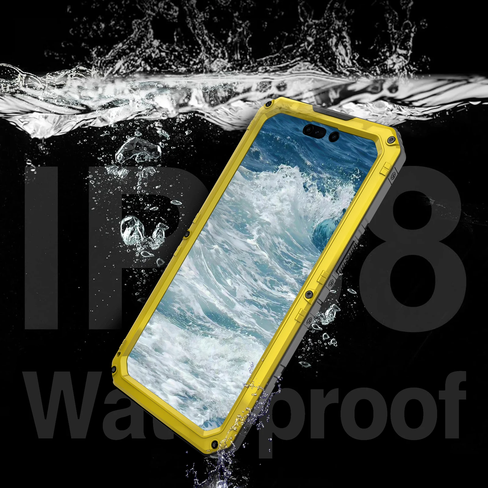 Armor 360 Heavy Duty Metal Protection Case lP68 Waterproof Shockproof Cover for Apple iPhone 15 Pro Max Plus