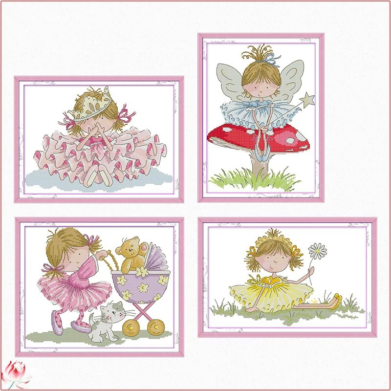 

Count Cross Stitch Kits DIY Cute Mary Girl Series Pattern Sewing Kit Aida 14CT 11CT DMC Thread Embroidery Set Decoration Crafts