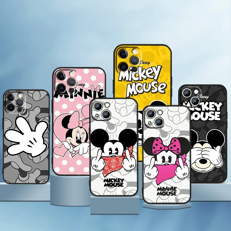 

Disney Fashion Mickey Mouse For Apple iPhone 14 13 12 11 Pro Max Mini XS Max X XR 7 8 Plus 5S Silicone Black Soft Phone Case