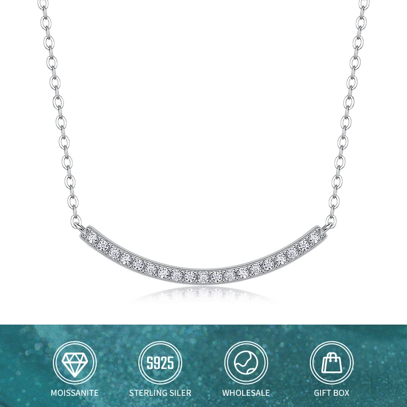 Женское ожерелье из серебра 925 пробы с муассанитом