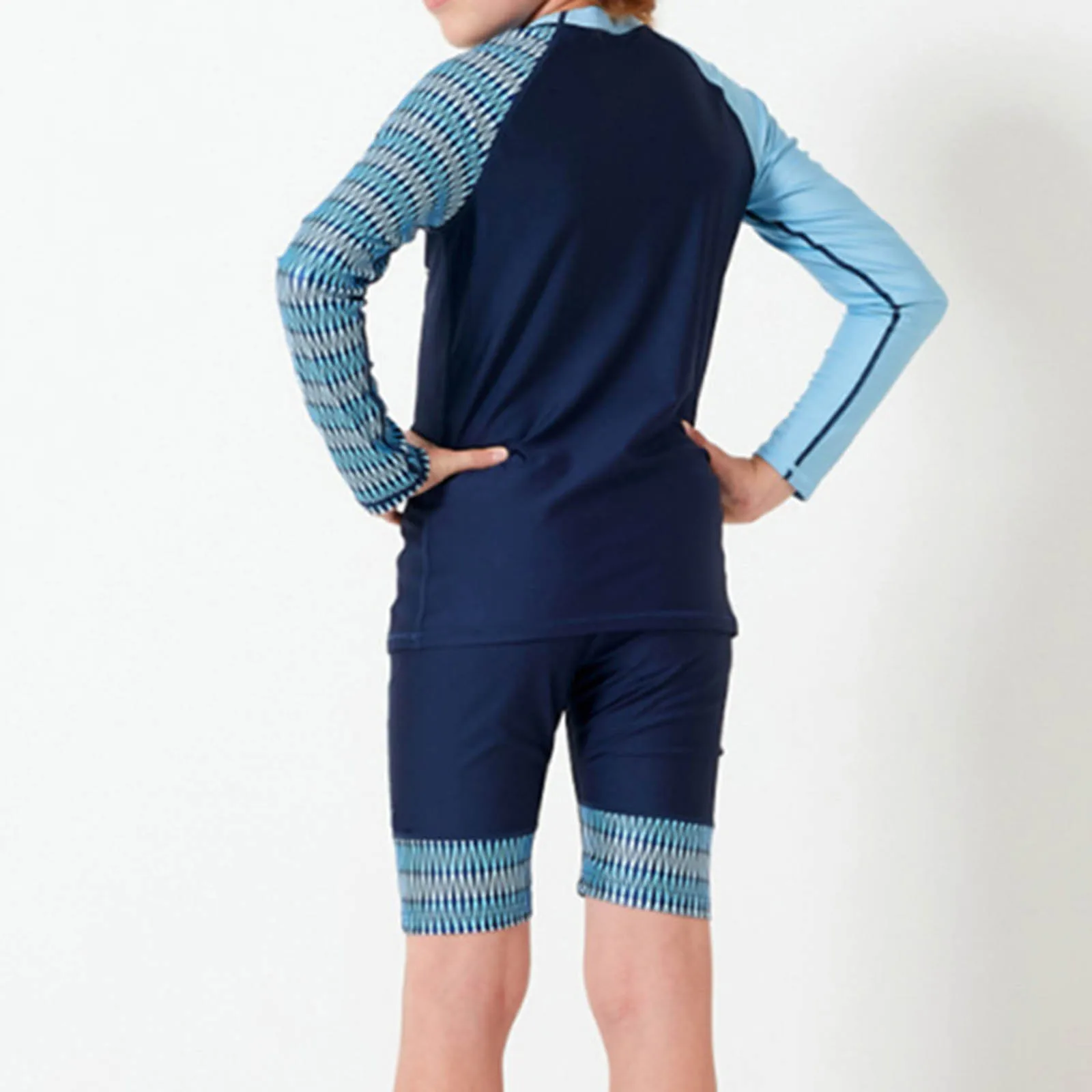 Купальник с длинным рукавом для мальчиков комплект плавания шорты и Кепка