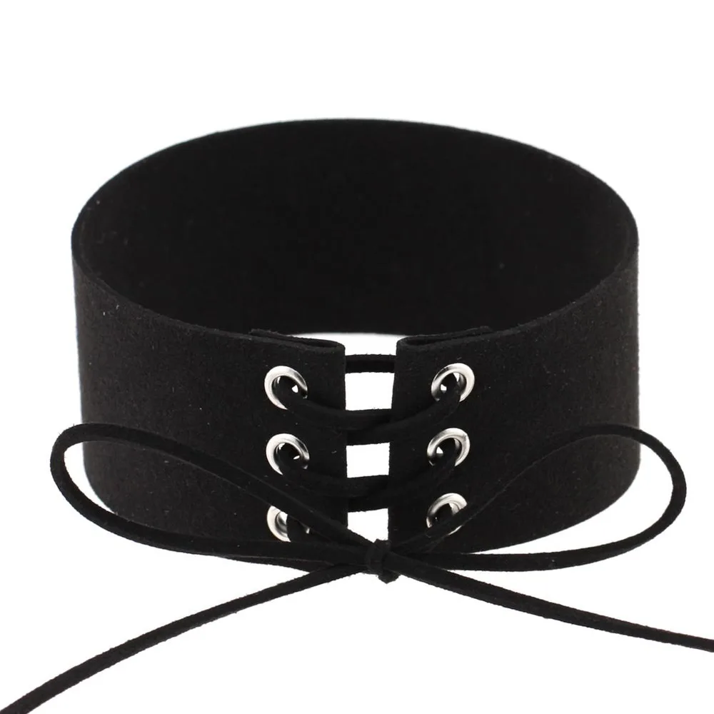 

ZIMNO Goth Erotic Bondage Bundled Laser Leather Collar Sexy Choker Flannel Women Necklaces Neck Strap Clavicle Gothic Jewelry