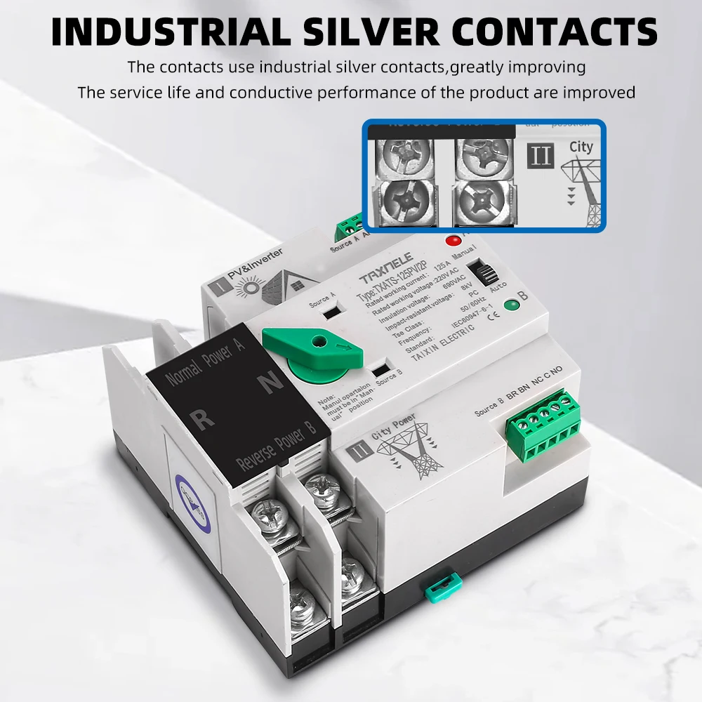 2P 3P 4P Din Rail ATS PV инвертор двойной мощности автоматический переключатель