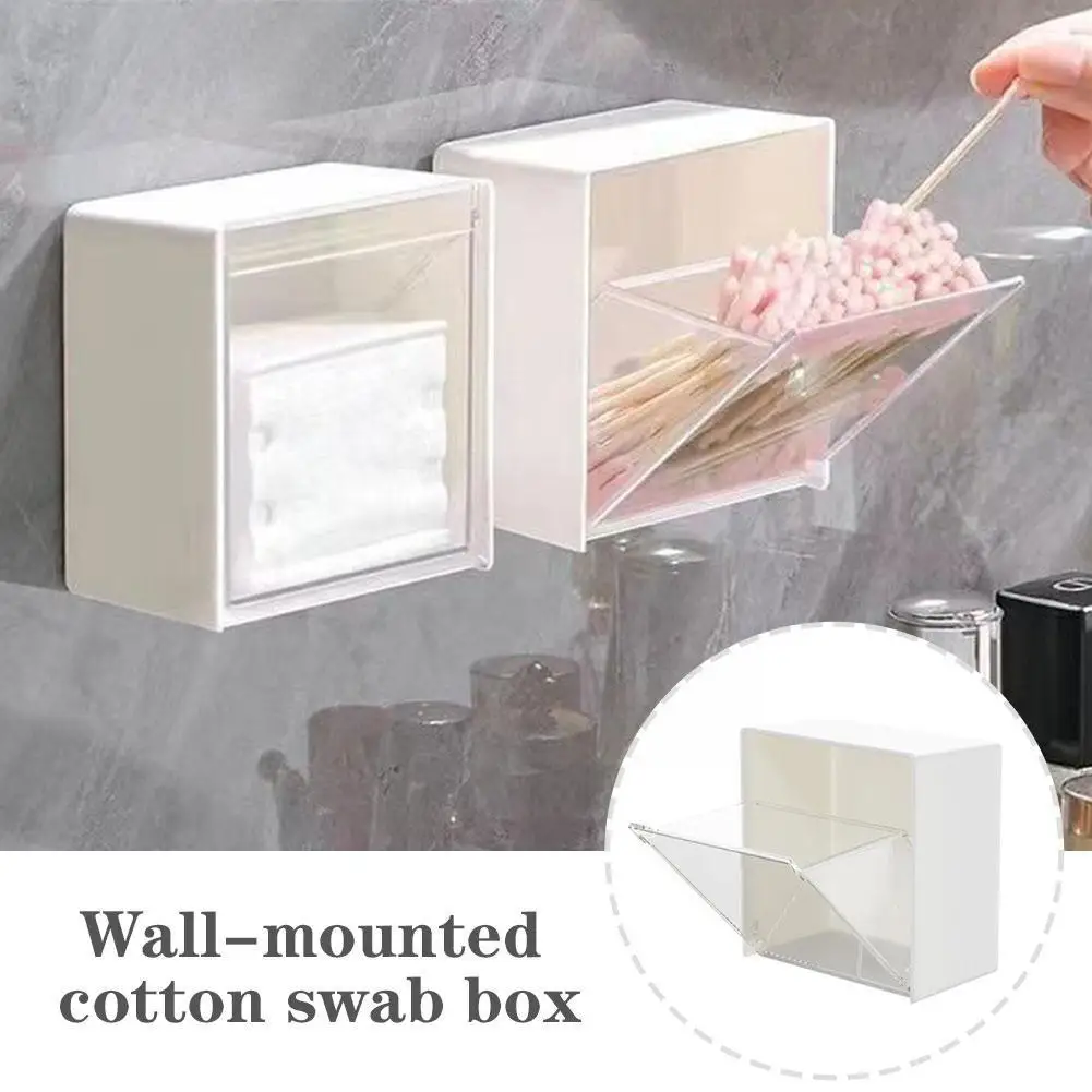 

4pcs Transparent Wall Shelf Bathroom Organizer Makeup BOX For Cotton Swabs Case For Small Things Storage Plastic Jewelry Bo C8Y1