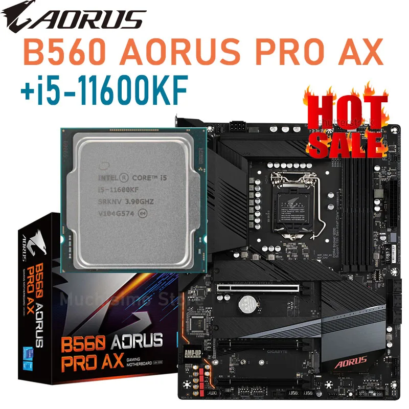 

Gigabyte B560 AORUS PRO AX Motherboard With Intel Core i5 11600KF Combo Kit LGA 1200 B560 Desktop Placa-Mãe DDR4 128GB PCI-E 4.0
