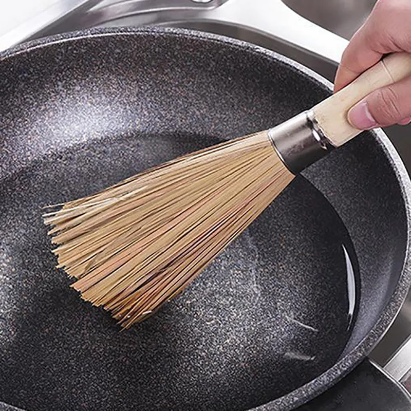 

1Pcs Cleaning Brushes Pot Brush Portable Nature Color Wooden/Bamboo Long Handle Kitchen Gadget Multipurpose