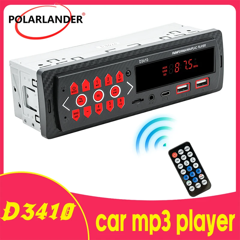 

Автомобильный радиоприемник In-dash 1 Din, громкая связь, Bluetooth, автомобильный стерео MP3-плеер, TYPE-C/2USB/AUX/TF