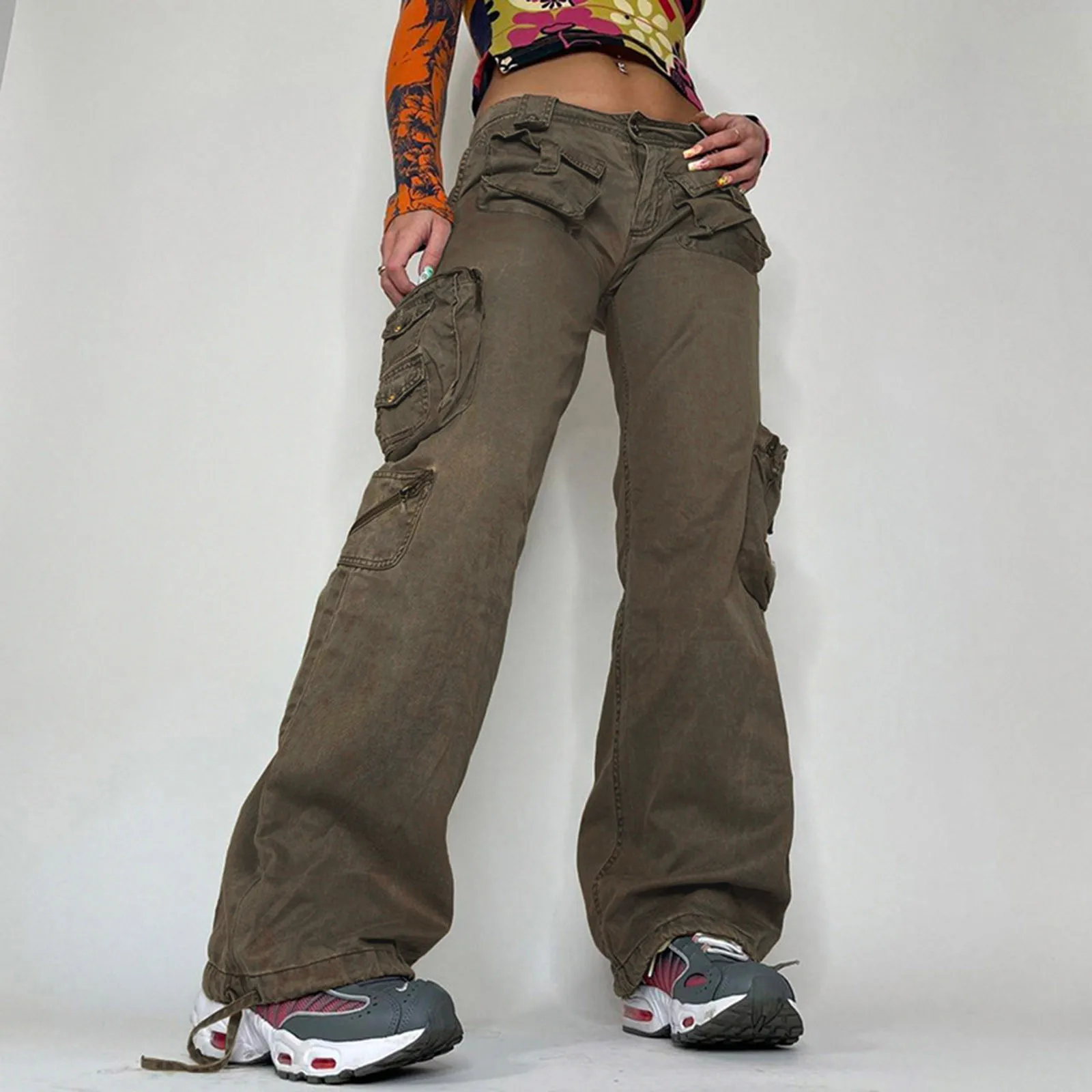 

Брюки-карго женские удобные джинсовые прямые штаны с высокой талией брюки с широкими штанинами женские джинсы модные женские повседневные брюки