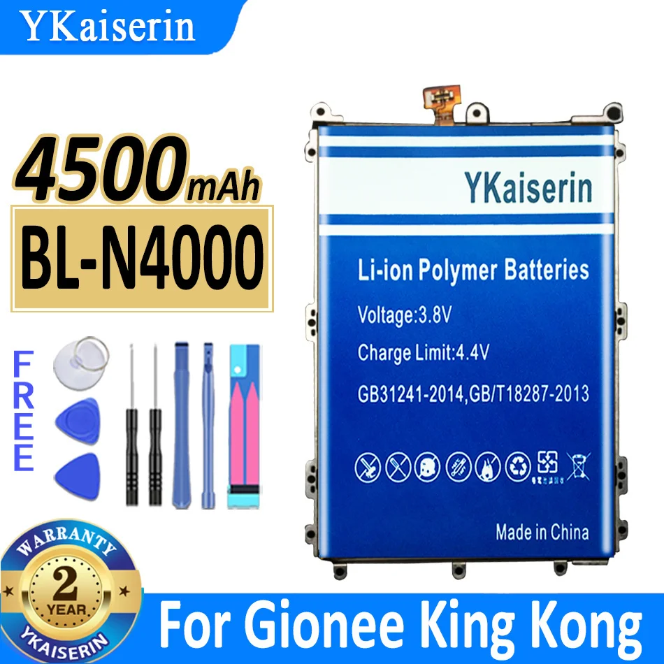 

Аккумулятор ykaisсеребрин на 4500 мА · ч, BL-N4000 BLN4000 для Gionee King Kong ELIFE GN5001 GN5001S V187, мобильный телефон
