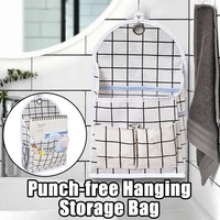 new punch free hanging storage bag organizer wall mounted storage basket pocket with handle hook storage bags for home kitchen