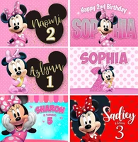 custom mickey minnie or mouse backdrop glitter bow baby shower girls happy birthday party photo background booths studio props