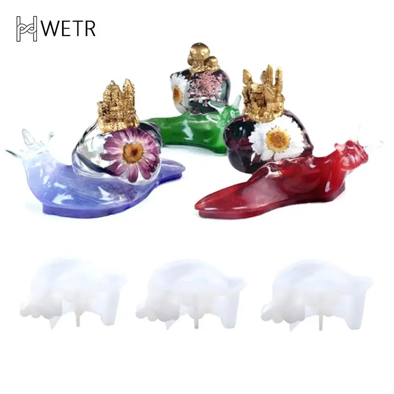 

3PCS DIY Crystal Epoxy Resin Mold Animals Snail Castle Resin Silicone Mold Key Chain Pendant Crystal Silicone Mold Home Decor