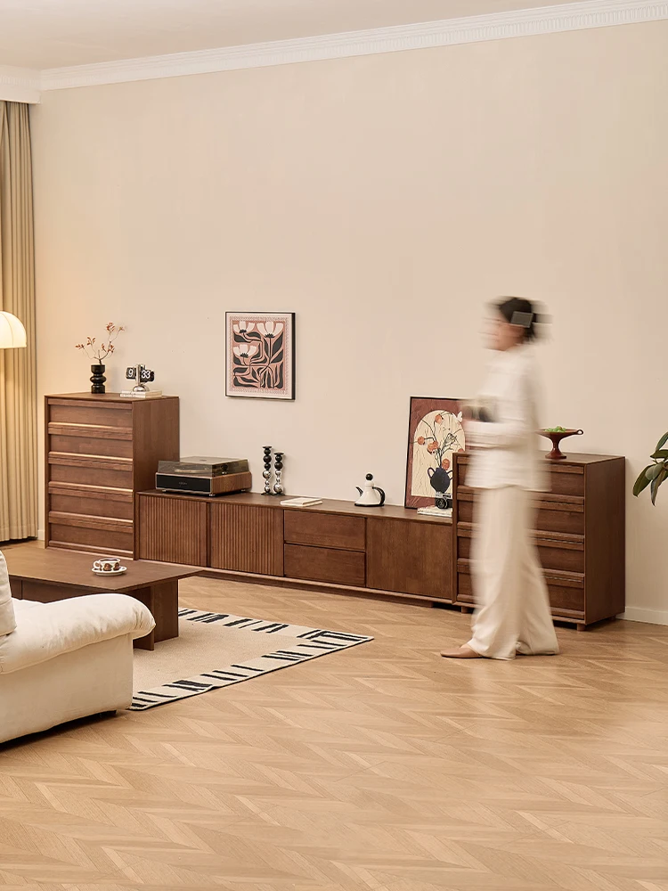 Шкаф для телевизора из цельного дерева. Простой современный настенный напольный