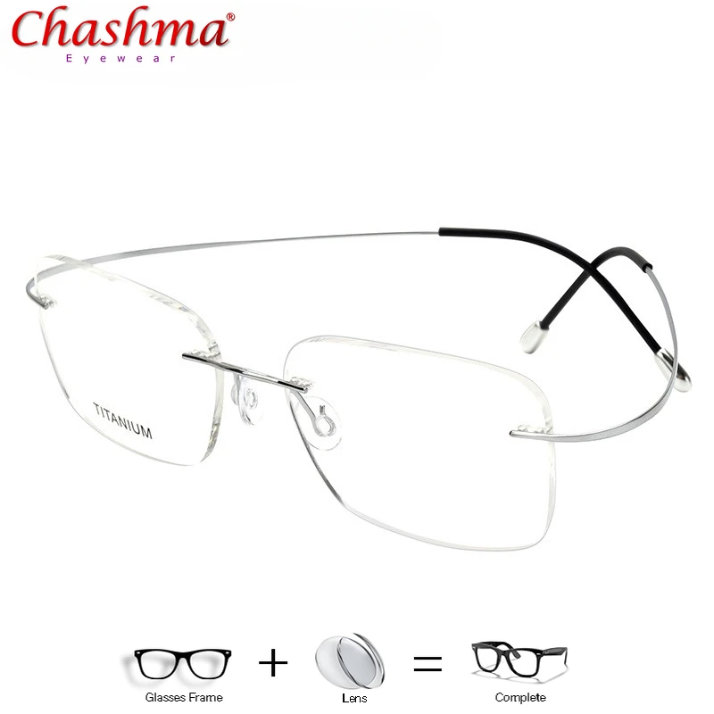 Мужские очки без оправы с линзами Прямоугольная оправа из 100% чистого титана