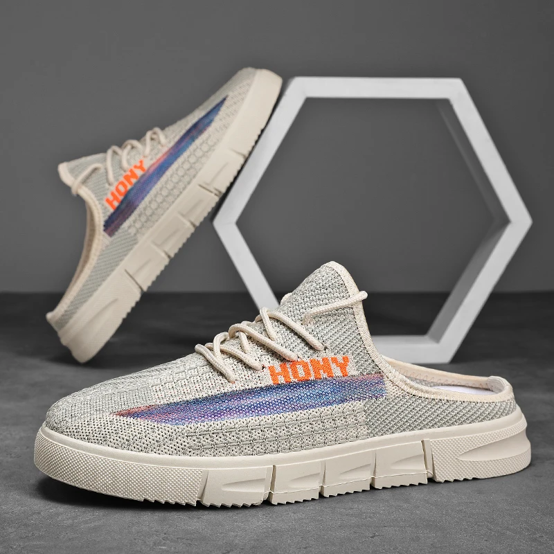 

Best Selling Half slippers Men Breathable Young Casual Shoes Fashion Half Drag Mens Flat Shoes Rubber Casual Sneakers For Men