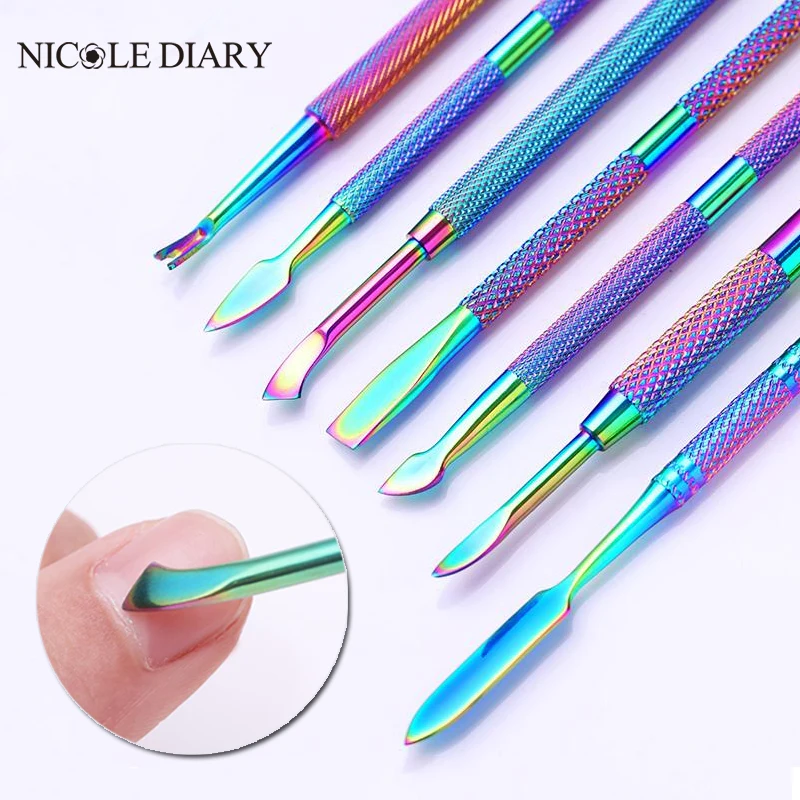 Double-ended Nail Art Pusher Dead Skin Remover Stainless Steel Tweezers Nail Cutter Nail Pedicure Manicures Cleaner Care Tool