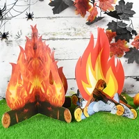 13pcs 3d cardboard campfire centerpiece artificial fire fake flame paper party decor flame torch for firefighter birthday xmas