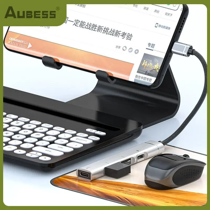

Aluminum Alloy Computer Extender Support Pd Charging Laptop Extender Support Otg 4-in-1 Computer Hub Converter 5v/3a Soft Thread
