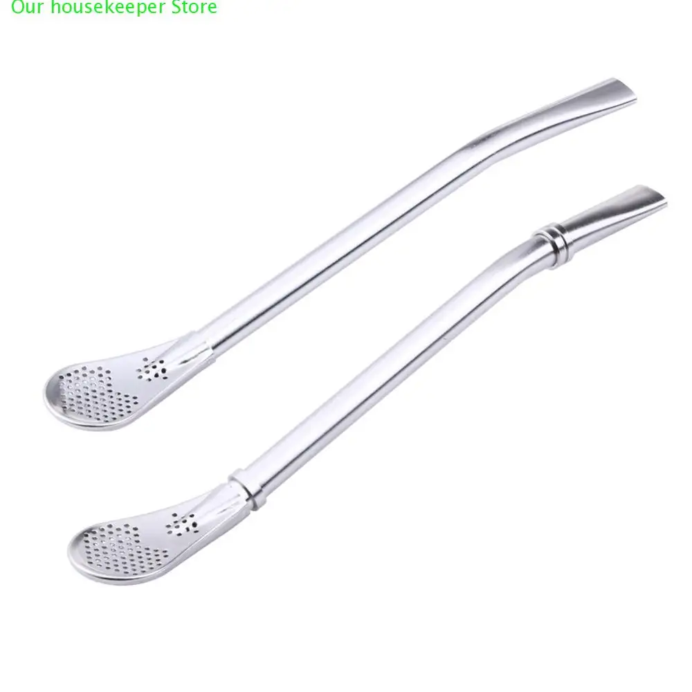 

Stainless Steel Drinking Straw Spoon Tea Filter Yerba Mate Tea Straws Bombilla Gourd Reusable Tea Tools Bar Accessories