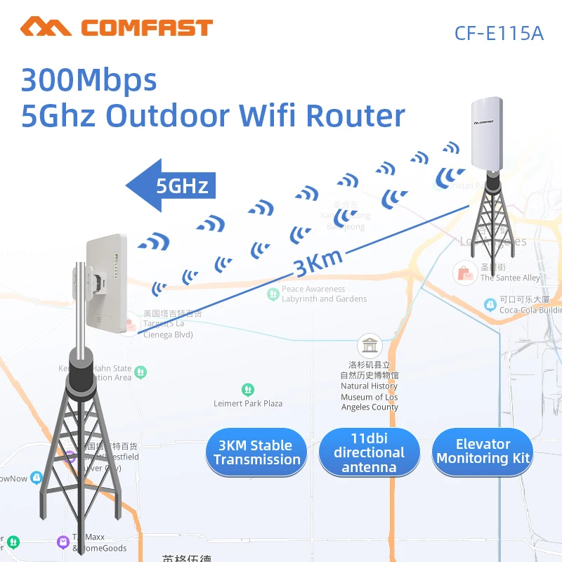 2Pcs/lot 3KM 5GHz 300Mbps Outdoor CPE Wireless 11dbi  5G WiFi Repeater Extender Router AP Access Point Wi-Fi Bridge POE Adapter