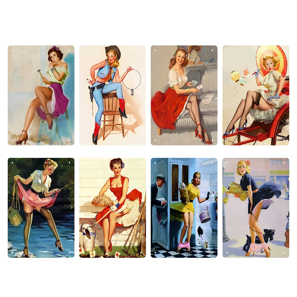 

Vintage Beauty Posters Iron Painting Metal Tin Sign Plaque Wall for Bar Home Room Patio Balcony Artistic Works