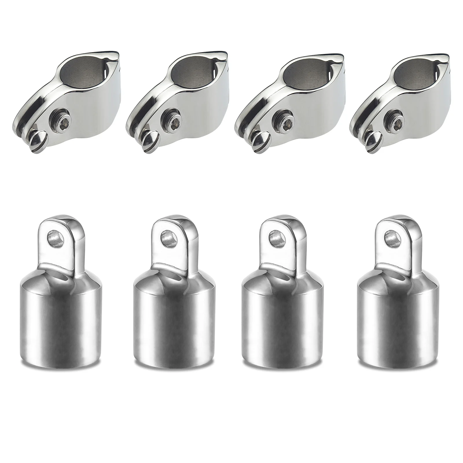 Bimini Top Jaw Slide and Eye End Cap, Bimini Top Hardware, Fits 1.25 Inch /32mm OD Round Tube, 316 Stainless Steel (4 Pairs)