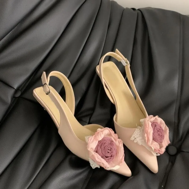 Сандалии женские атласные на тонком каблуке элегантные туфли без задника с