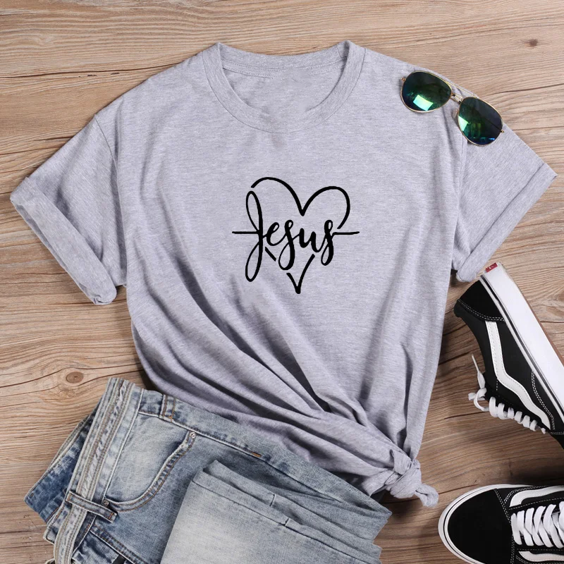 

Femme Ete Casual Tshirt Women Top Loose Camiseta Mujer Jesus Funny T Shirts Women Short Sleeve O-neck Tee Shirt