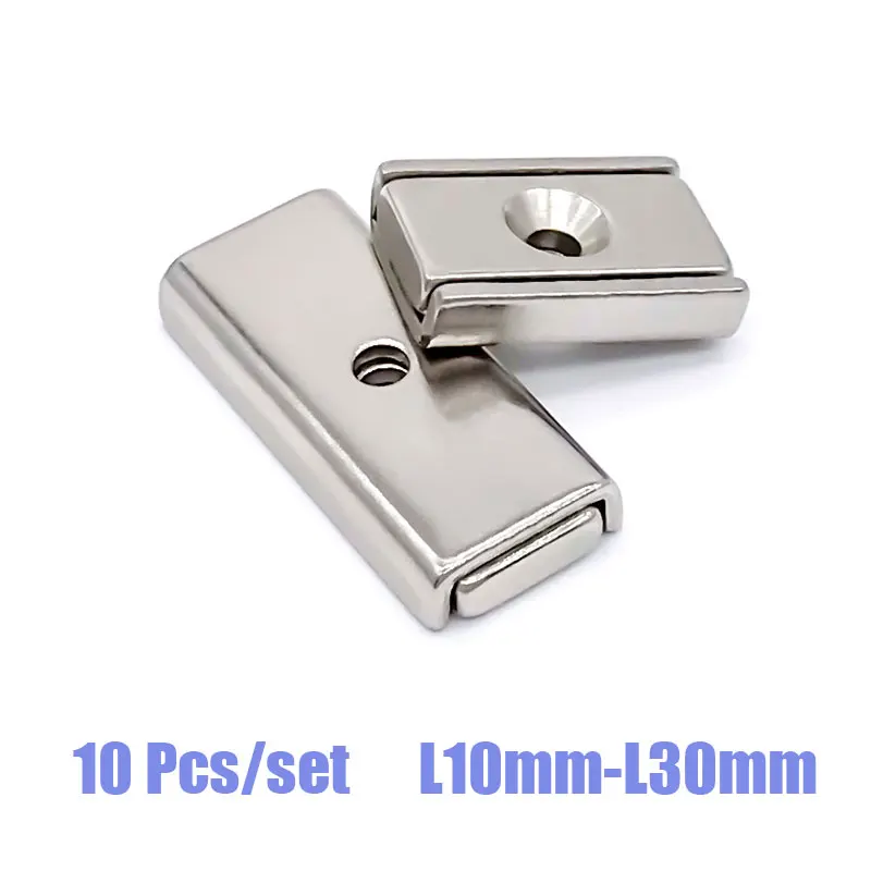 

10 Pcs Rectangular Counterbore Magnet 10MM 15MM 20MM 30MM Length Strong Magnetic N35 One Hole Magnet NdFeB Powerful Magnet