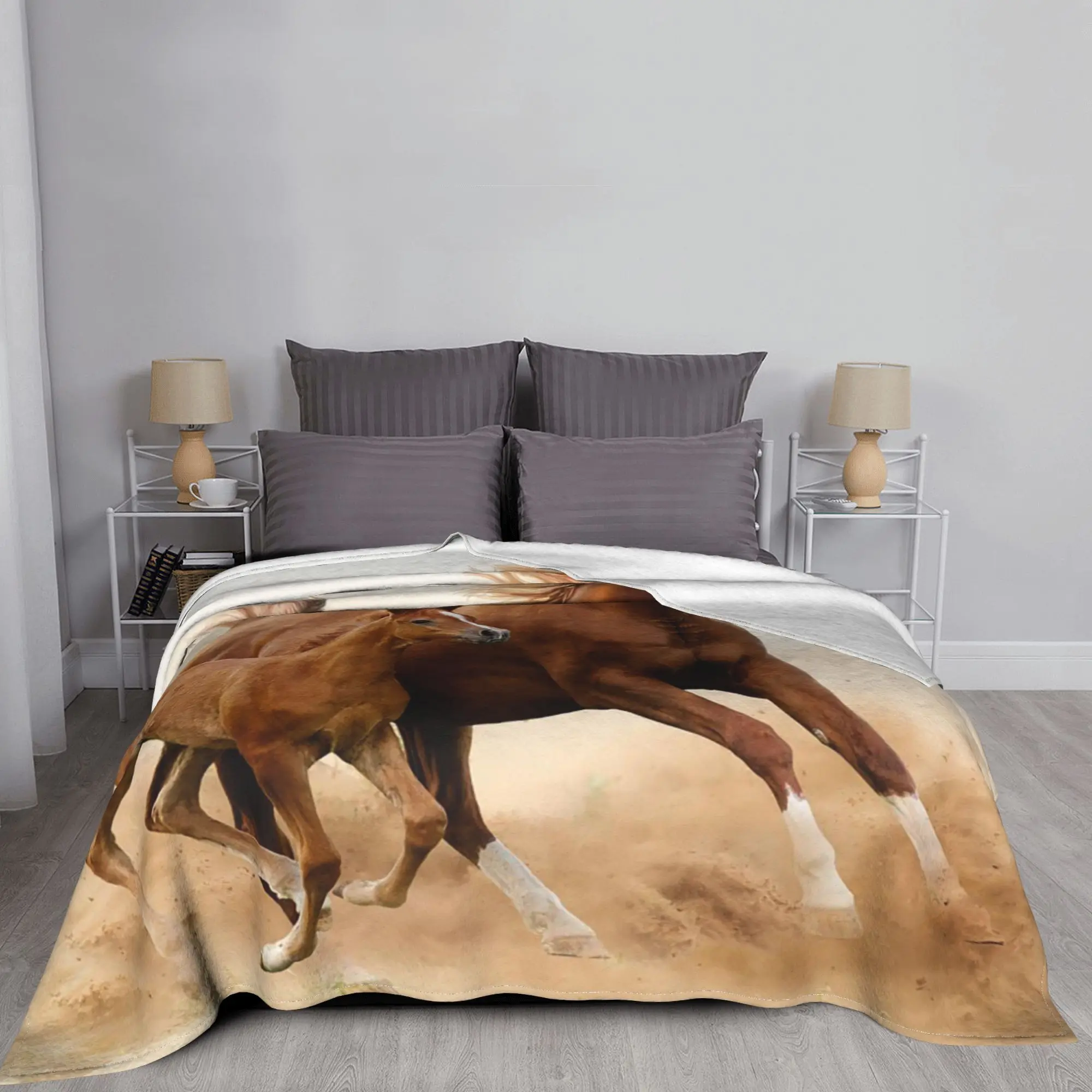 Фланелевое одеяло для всей семьи с лошадьми новинка любителей животных пледы