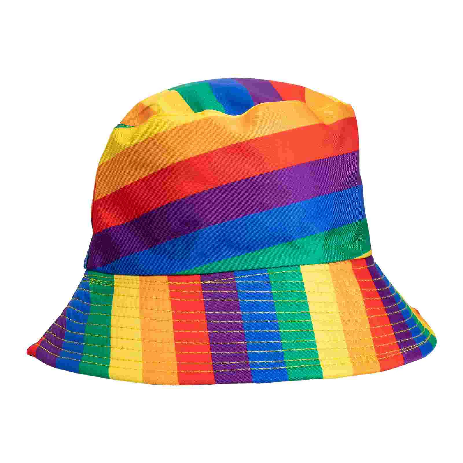 

Collapsible Beach Bucket Rainbow Hat Party Supplies Pride Moth Parade Sun-blocking Flat-top Outdoor Headdress Woman