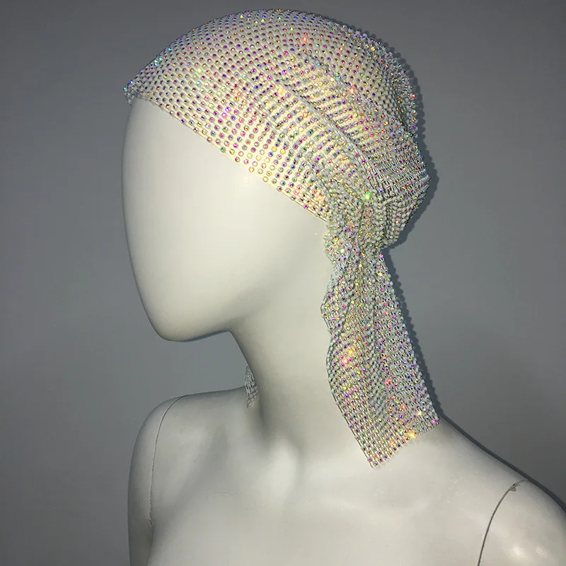 Glitter Party Headwear Head Wraps Headband Headscarf Shiny Rhinestone Woman Bandana Hair Band for Festival Turban Clubwear