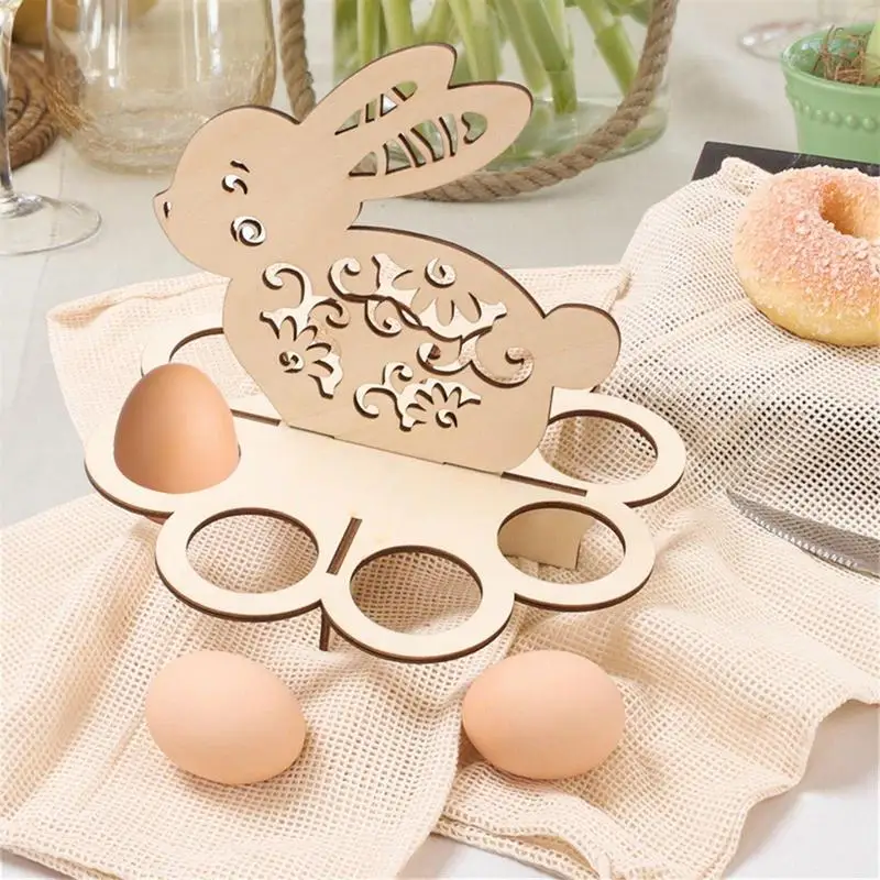 

Пасхальный держатель для яиц, деревянные подставки для пасхальных яиц в форме кролика, подставка для украшения яиц на День Благодарения и Рождество