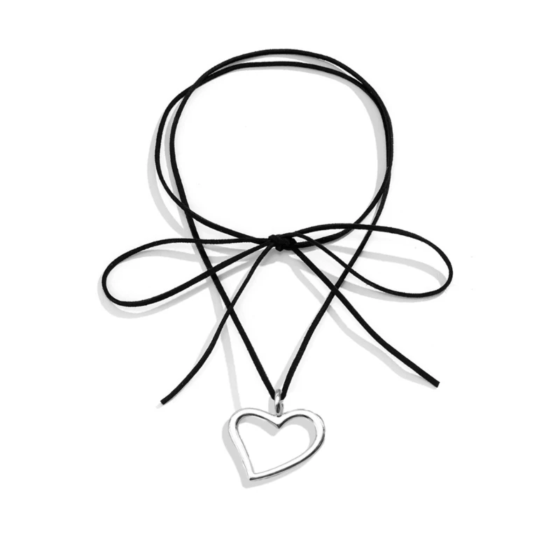 

Hollow Heart Choker Pendant Necklace Fashion Long Lace up Necklace Jewelry Dropship